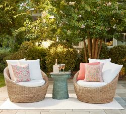Huntington Wicker Swivel Papasan Outdoor Lounge Chair
