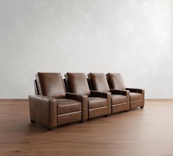 Turner Square Arm Leather Media Chair - Row of 4