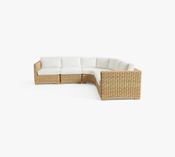 Huntington Wicker Square Arm 5-Piece Outdoor Sectional (111")