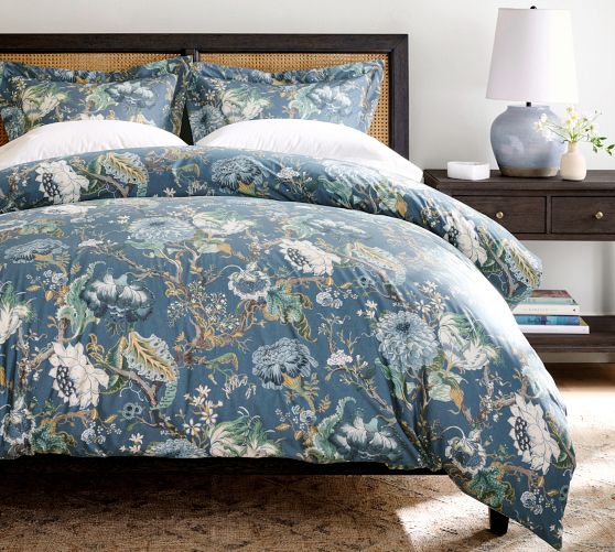 Dahlia Floral Percale Duvet Cover by Pottery Barn