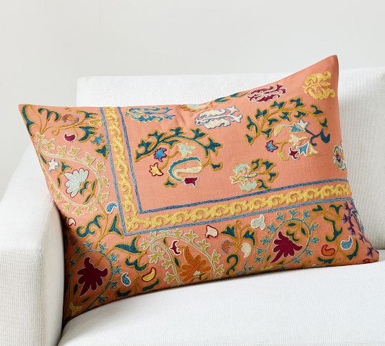 Lowen Suzani Embroidered Lumbar Pillow Cover
