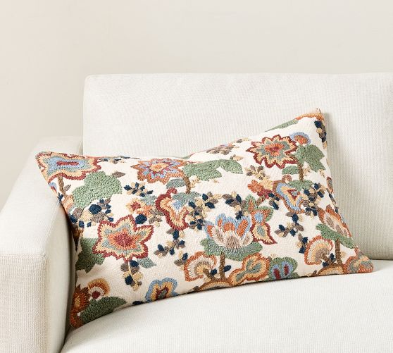Willow Embroidered Lumbar Pillow Cover