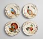 Botanical Harvest Bird Stoneware Salad Plates - Mixed Set of 4
