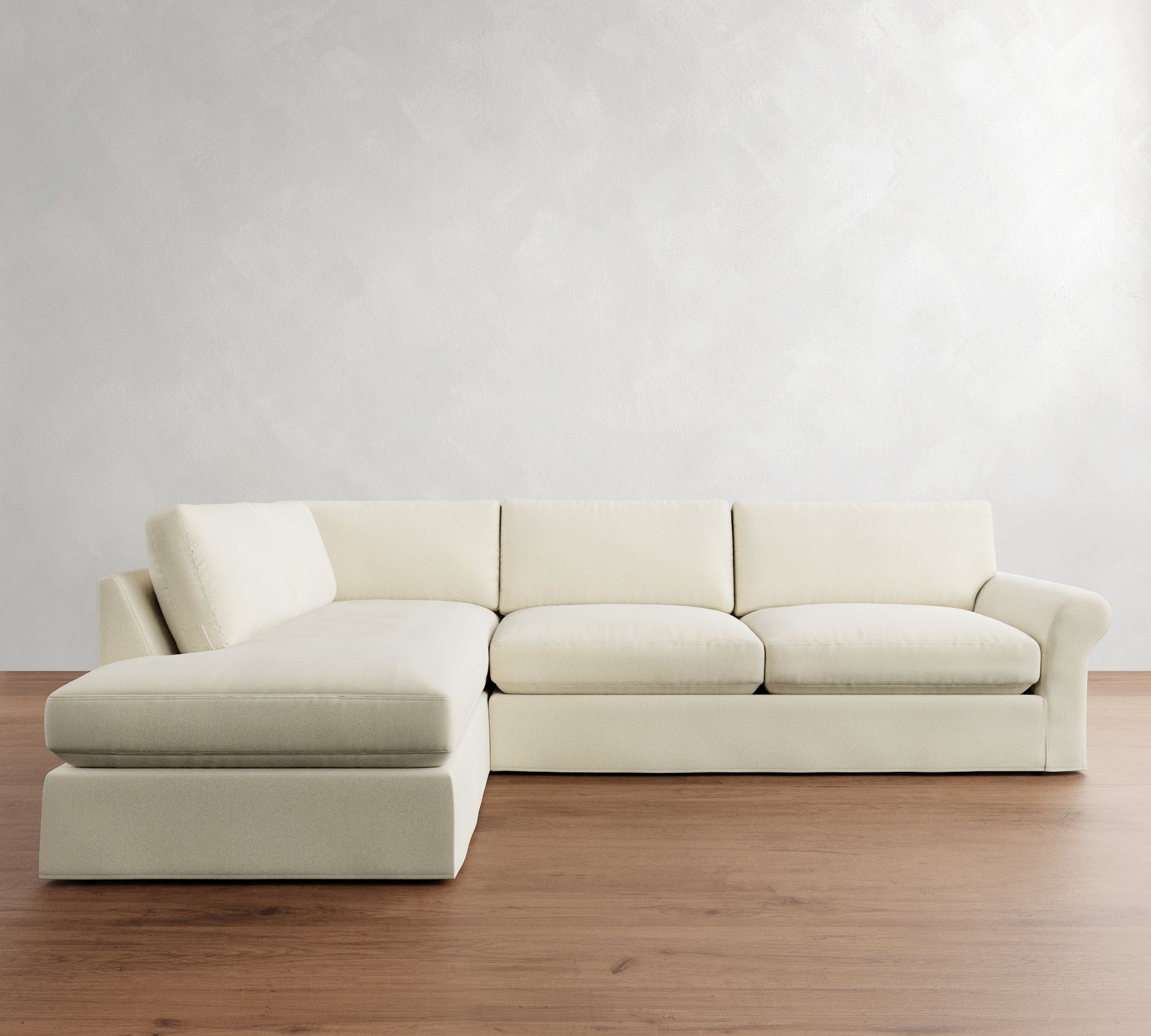 PB Comfort Modern Roll Arm Slipcovered Return Bumper Sectional (124") - thumbnail 9