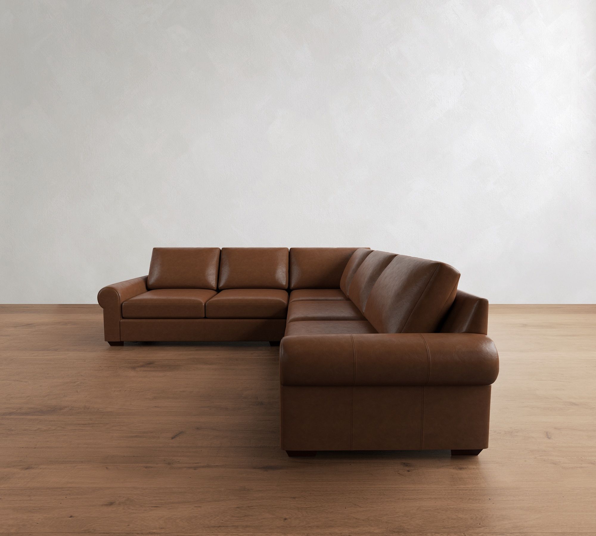 Big Sur Roll Arm Leather 3-Piece L-Shaped Sectional (115") - thumbnail 4