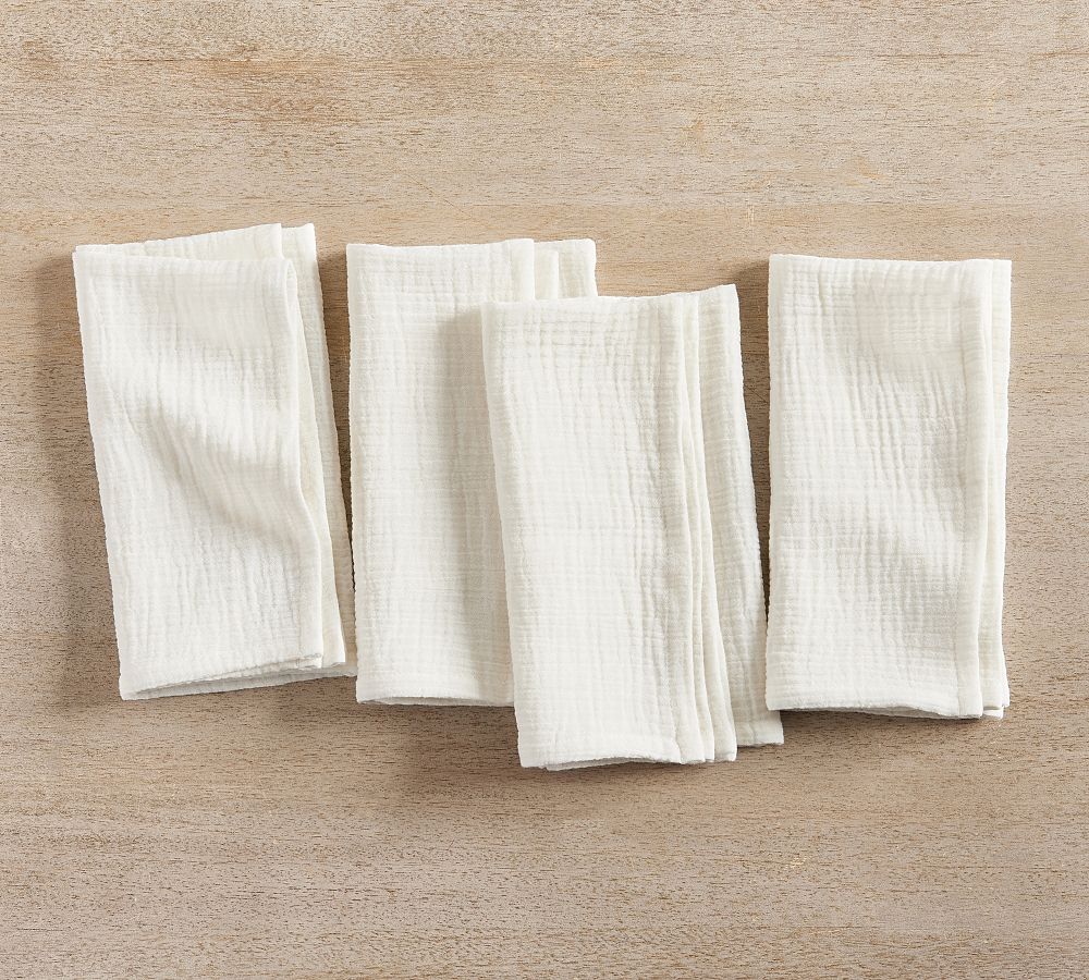 Monique Lhuillier Paola Textural Napkins - Set of 4 | White