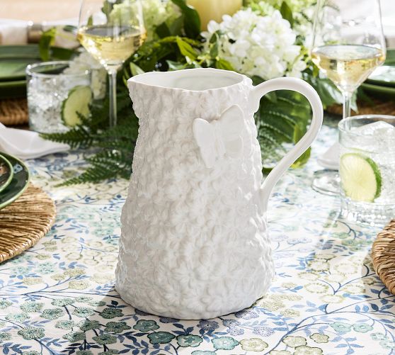 Floral Bunny Stoneware Pitcher by Pottery Barn