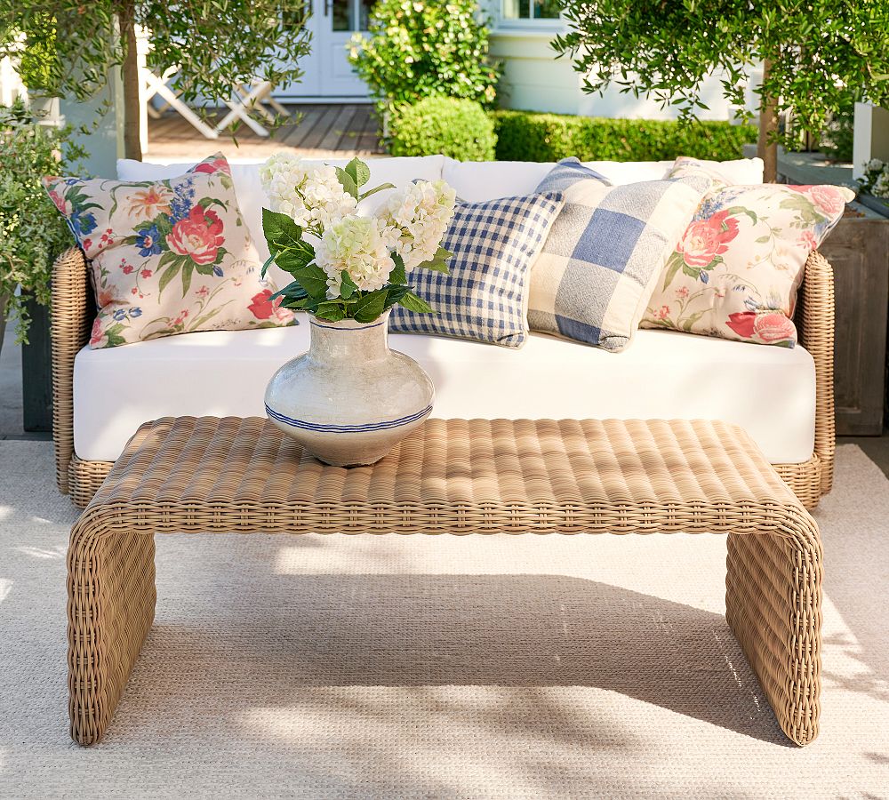 Huntington Wicker Rectangular Waterfall Outdoor Coffee Table (49") by Pottery Barn
