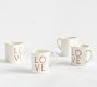 Love Embossed Stoneware Mugs - Set of 4