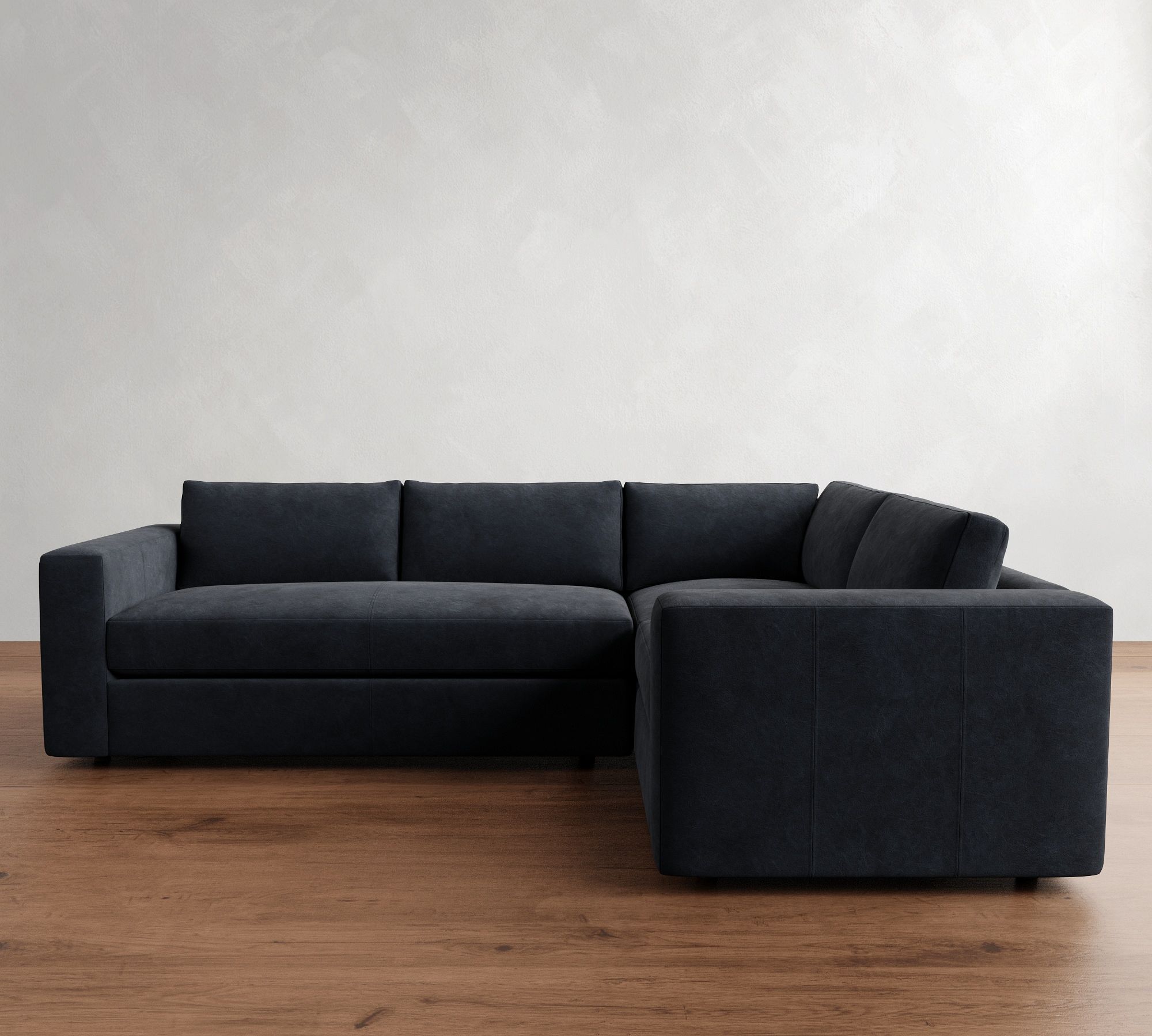 Carmel Wide Arm Leather 3-Piece Sectional (113")