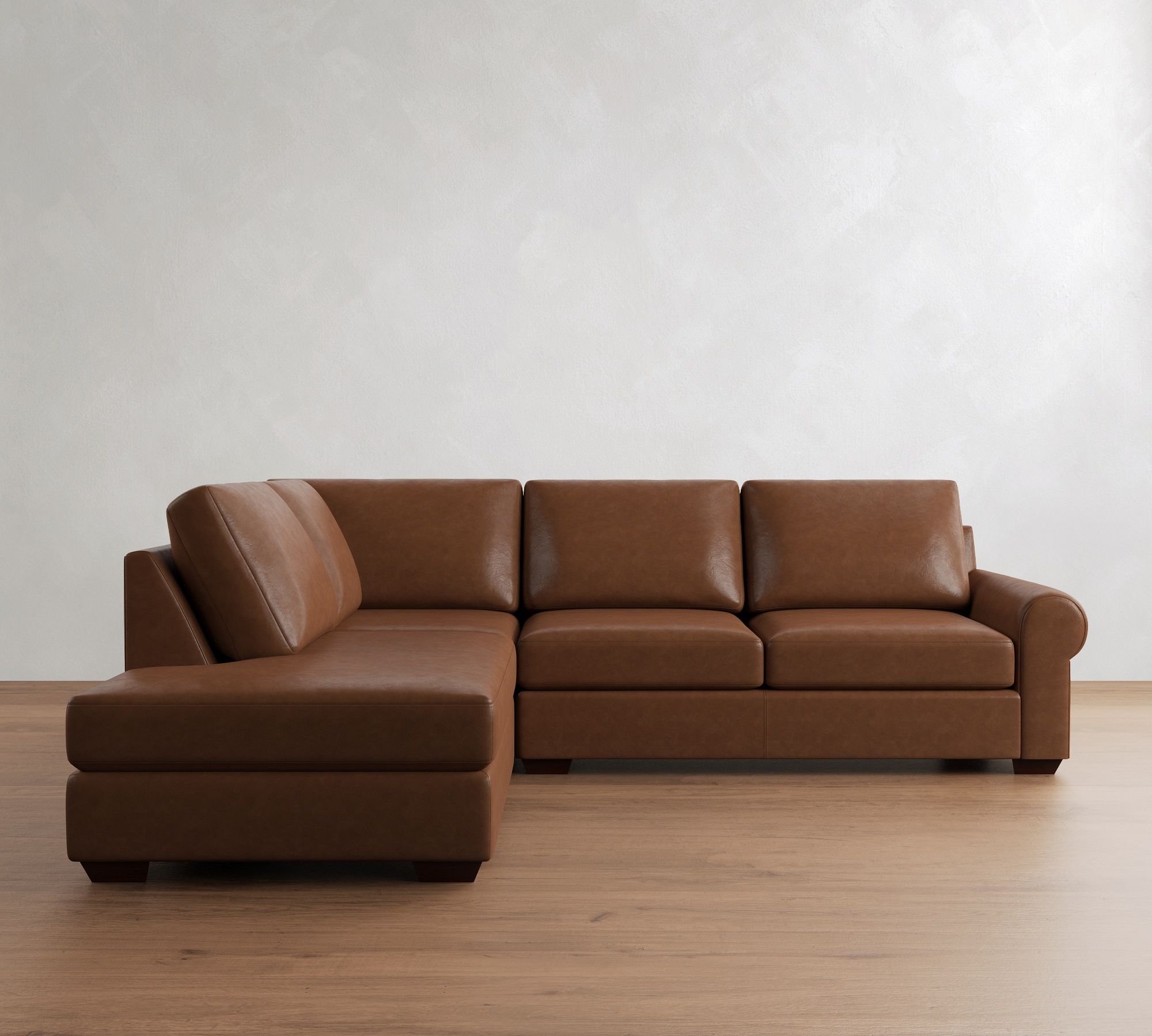 Big Sur Roll Arm Leather Bumper Sectional (115")
