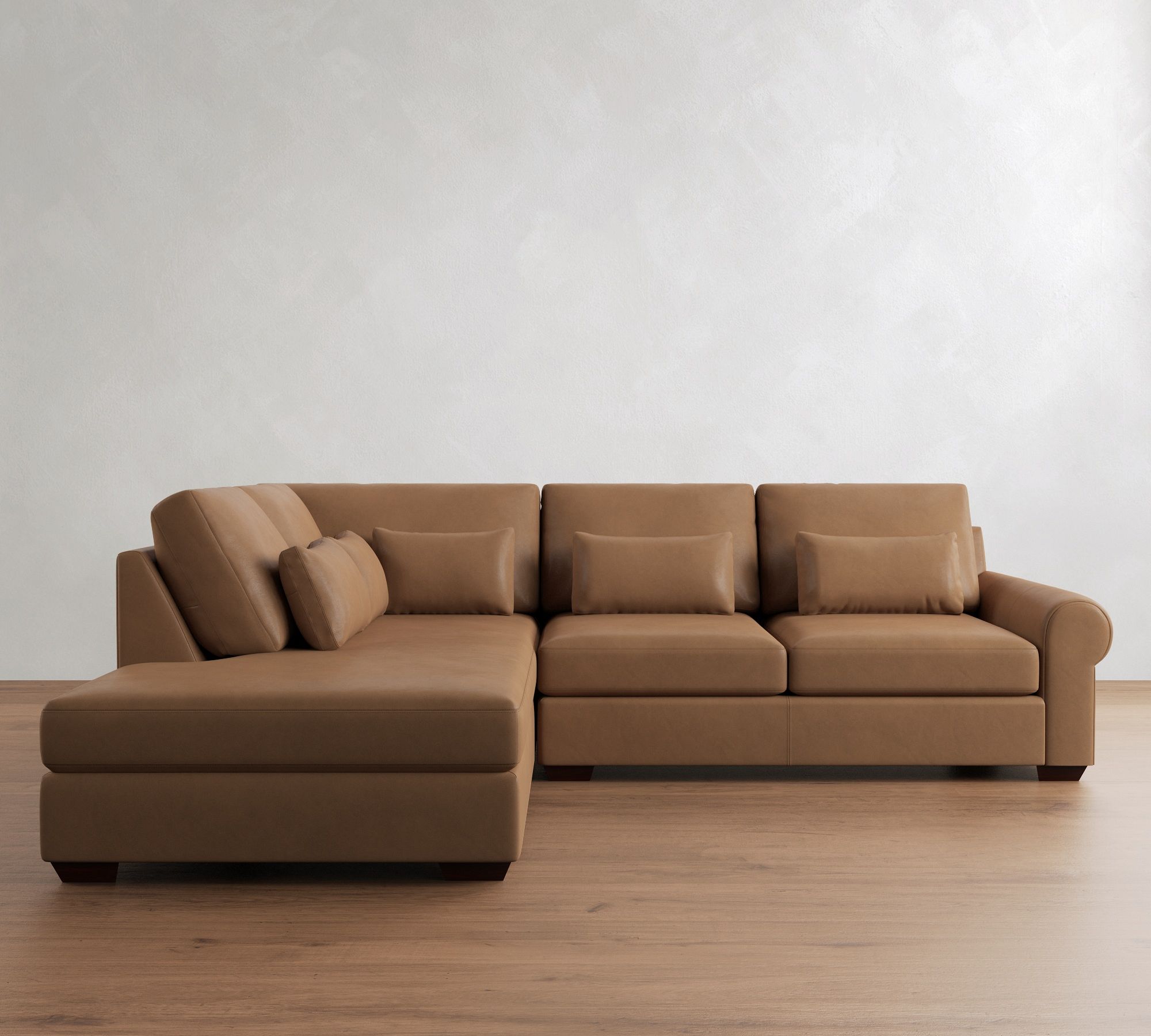 Big Sur Roll Arm Deep Seat Leather Return Bumper Sectional (122"&ndash;154") - thumbnail 6