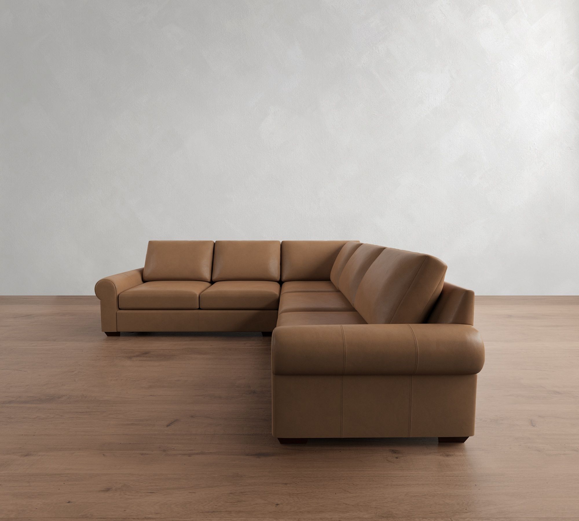Big Sur Roll Arm Leather 3-Piece L-Shaped Sectional (115") - thumbnail 8