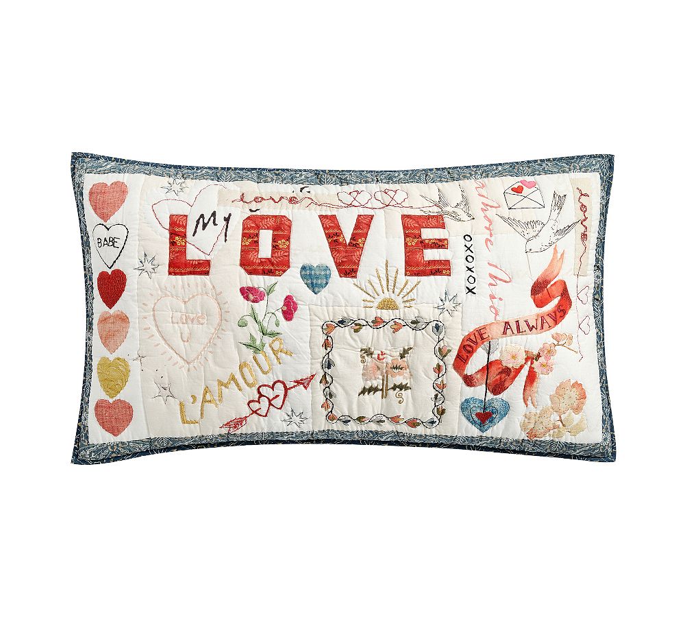 Devin Embroidered Love Quilted Sham - Multi, King