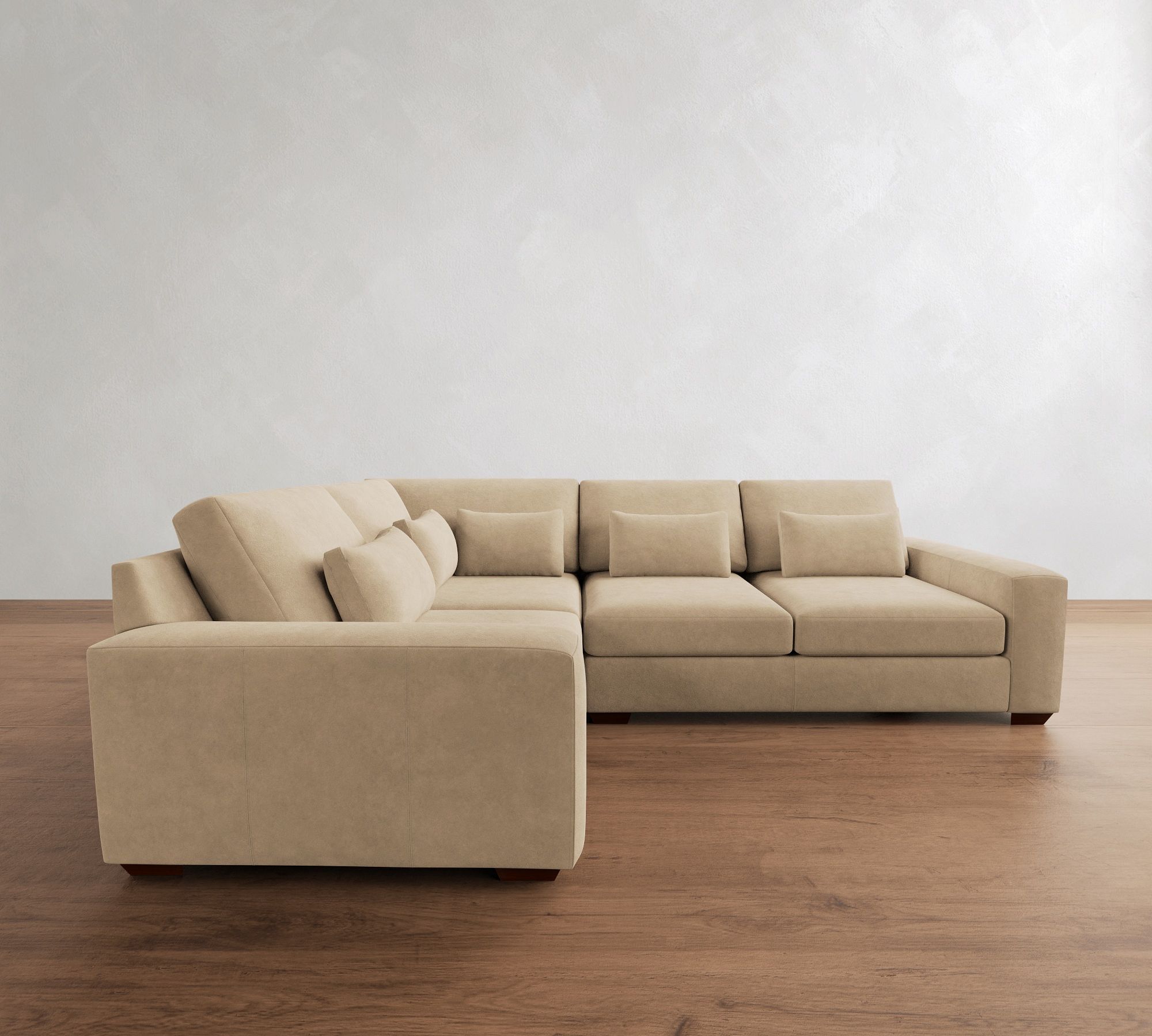 Big Sur Square Arm Deep Seat Leather 3-Piece Sectional (121")