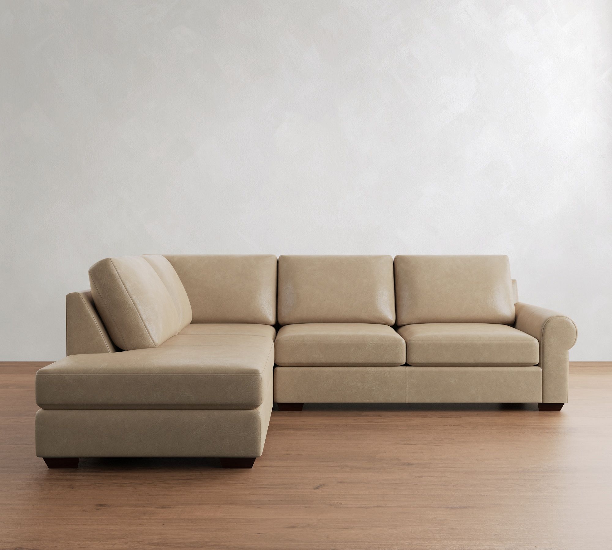 Big Sur Roll Arm Leather Bumper Sectional (115") - thumbnail 9