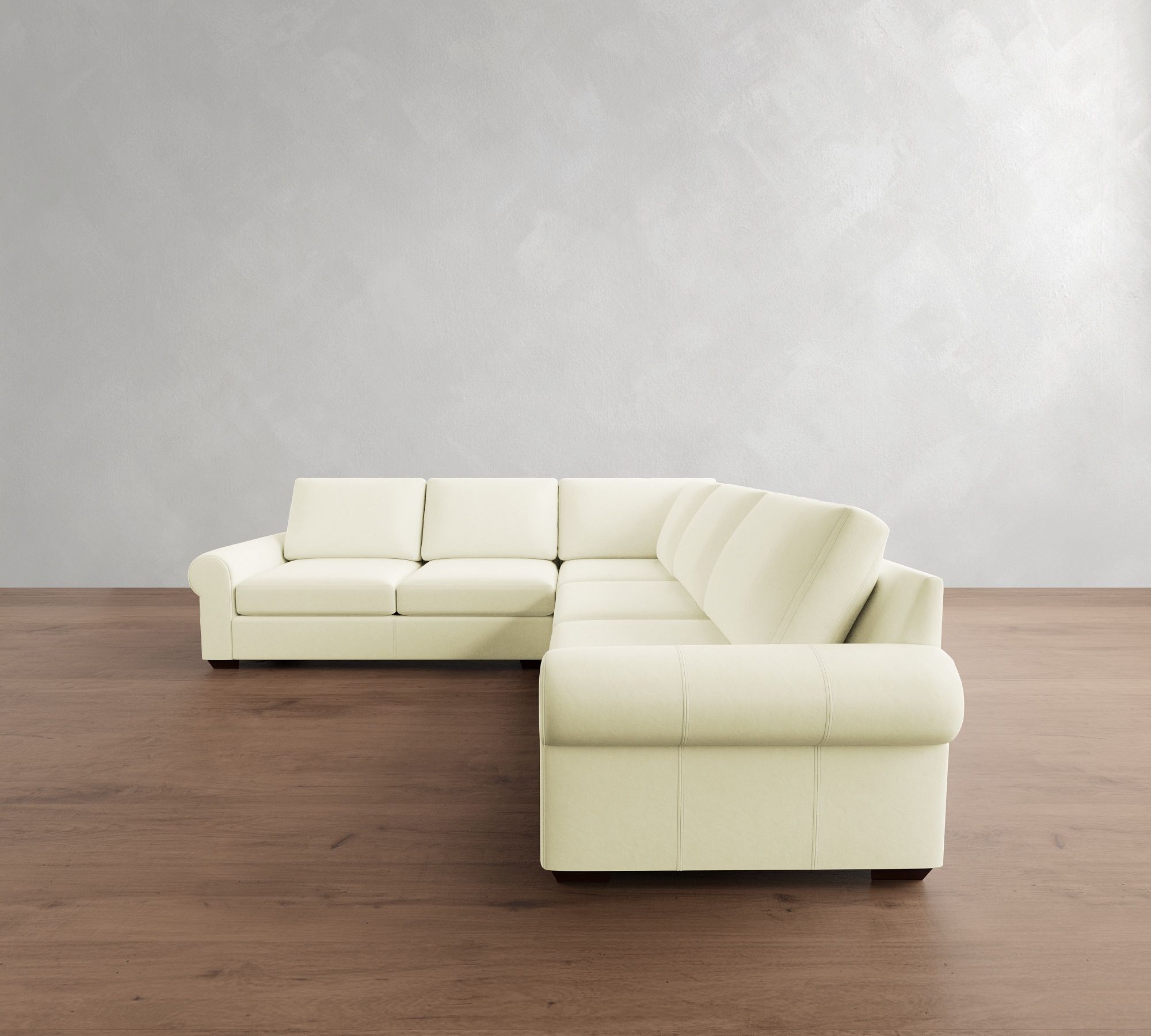Big Sur Roll Arm Leather 3-Piece L-Shaped Sectional (115") - thumbnail 3