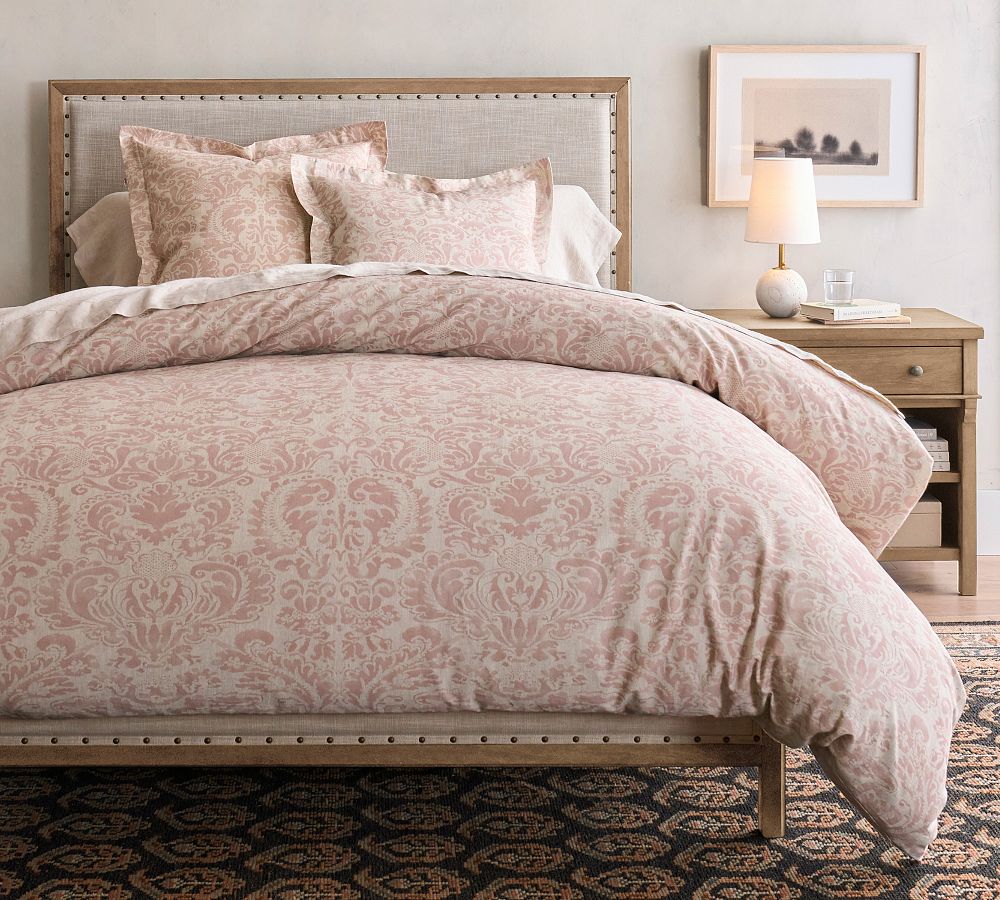 Stella Damask Duvet Cover - Rosewood, King/Cal. King