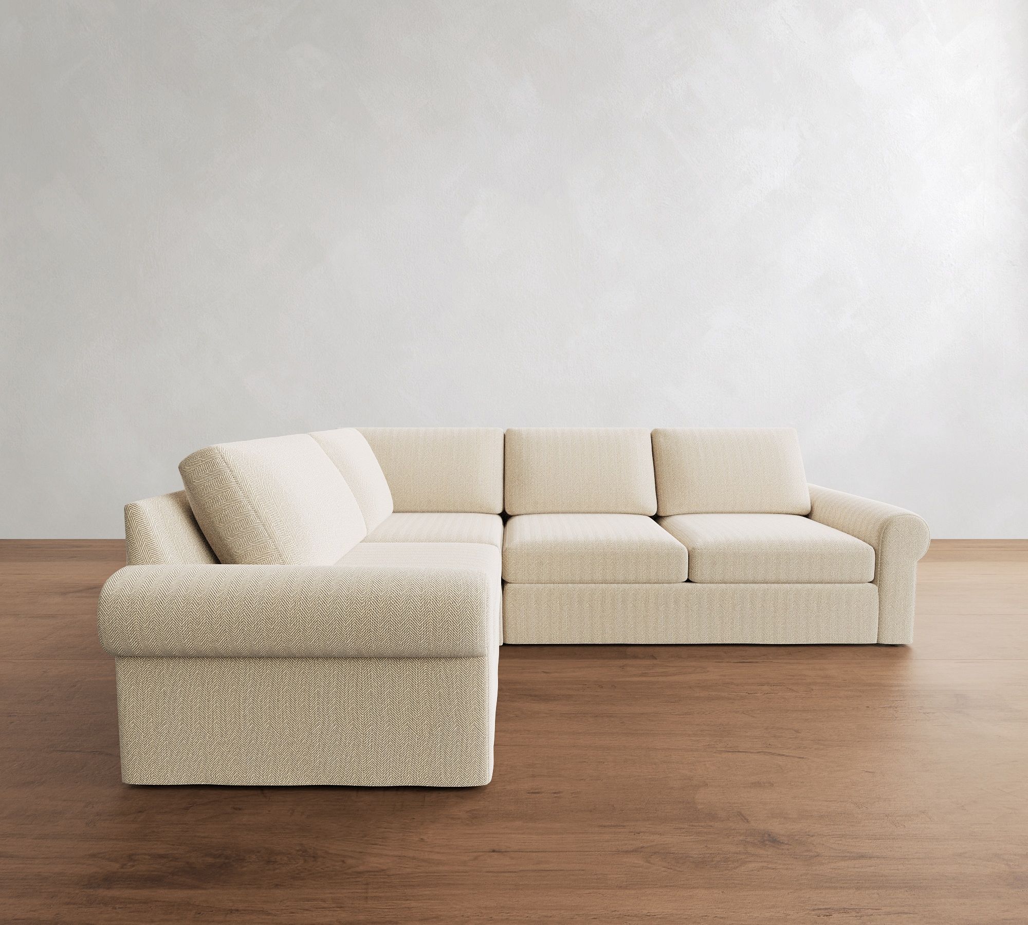 Big Sur Roll Arm Slipcovered 3-Piece Sectional (115")