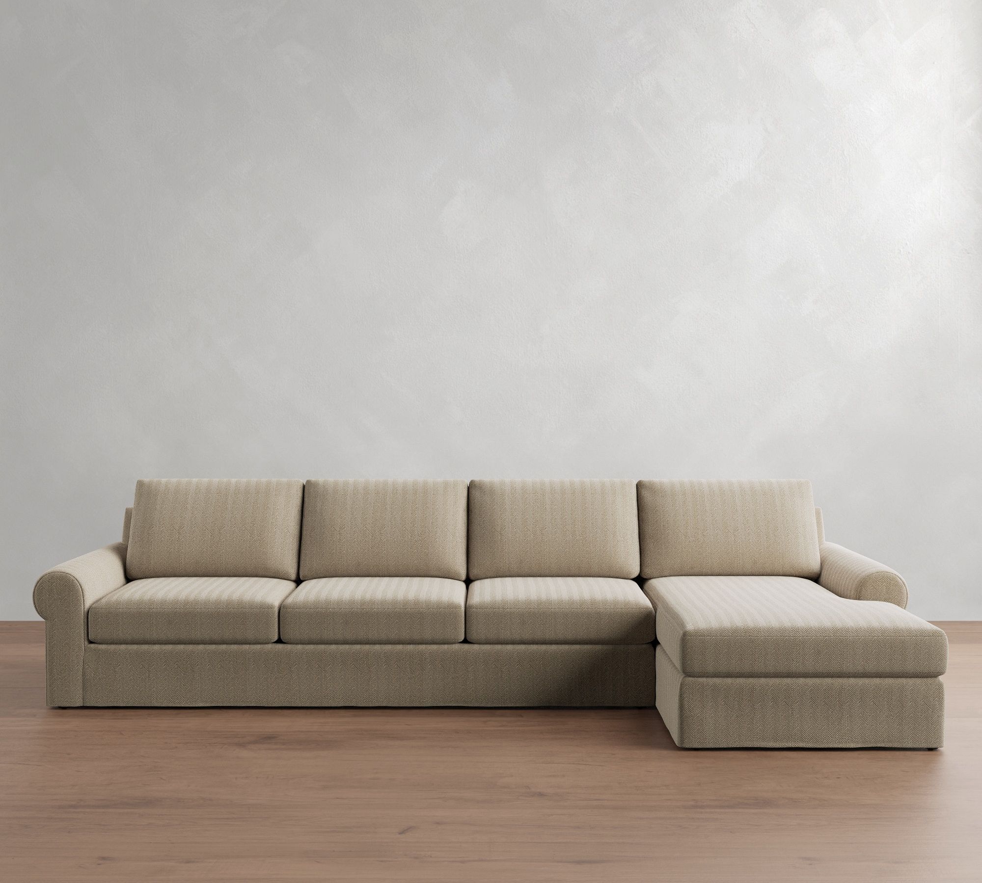 Big Sur Roll Arm Slipcovered Chaise Sectional (115"&ndash;157") - thumbnail 2