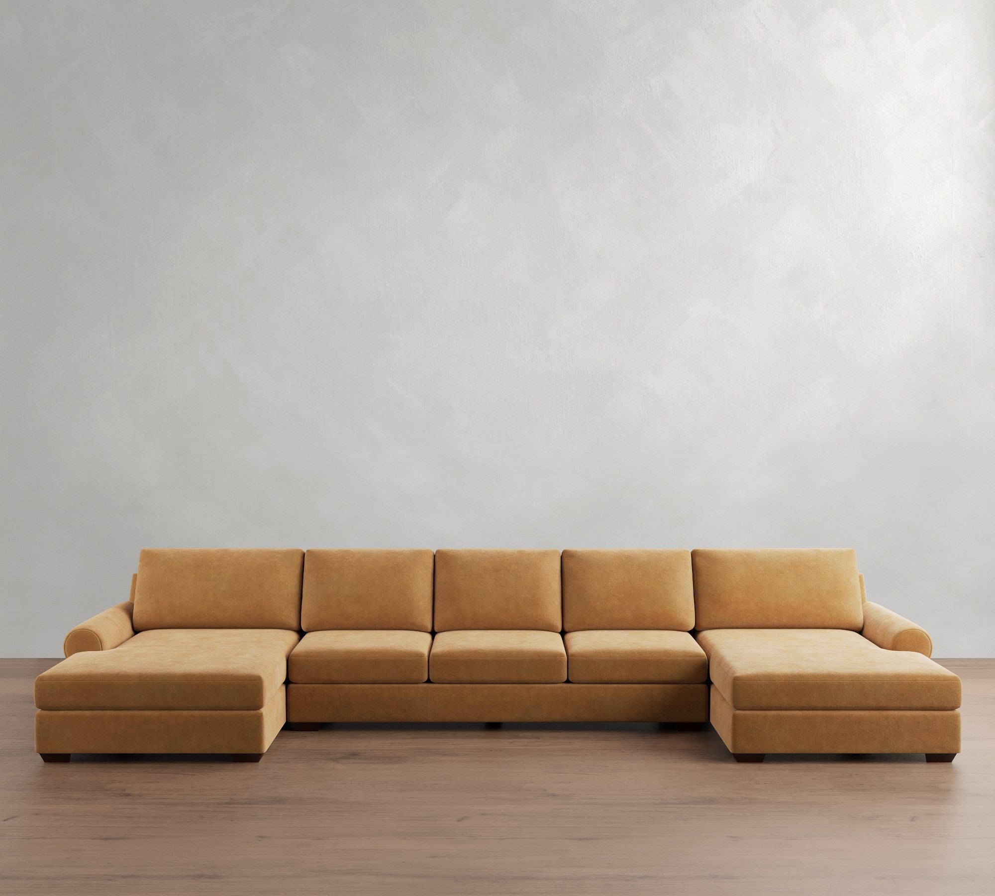 Big Sur Roll Arm Leather Double Chaise Sectional (146"&ndash;198")