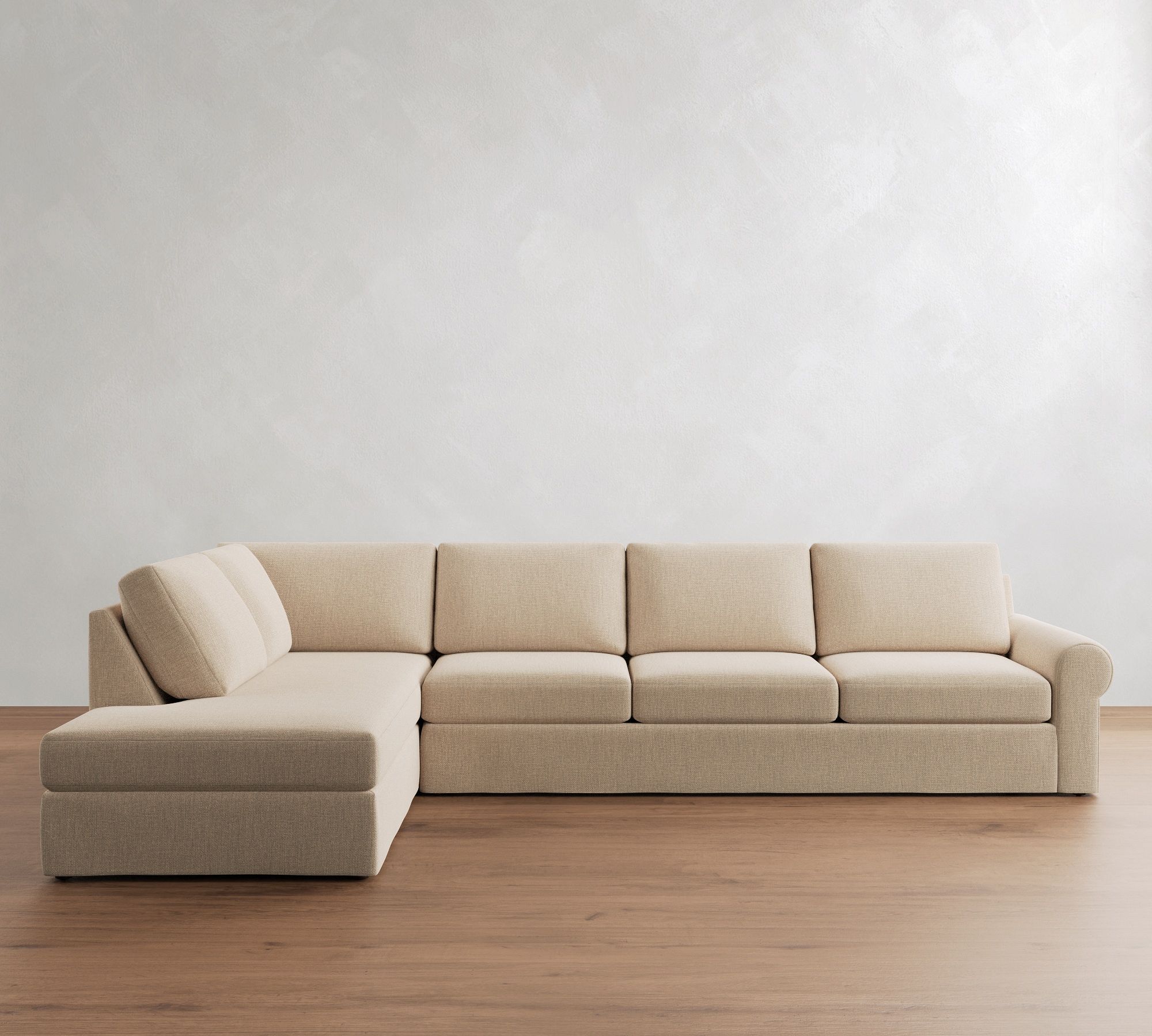 Big Sur Roll Arm Slipcovered Return Bumper Sectional (114"&ndash;146")