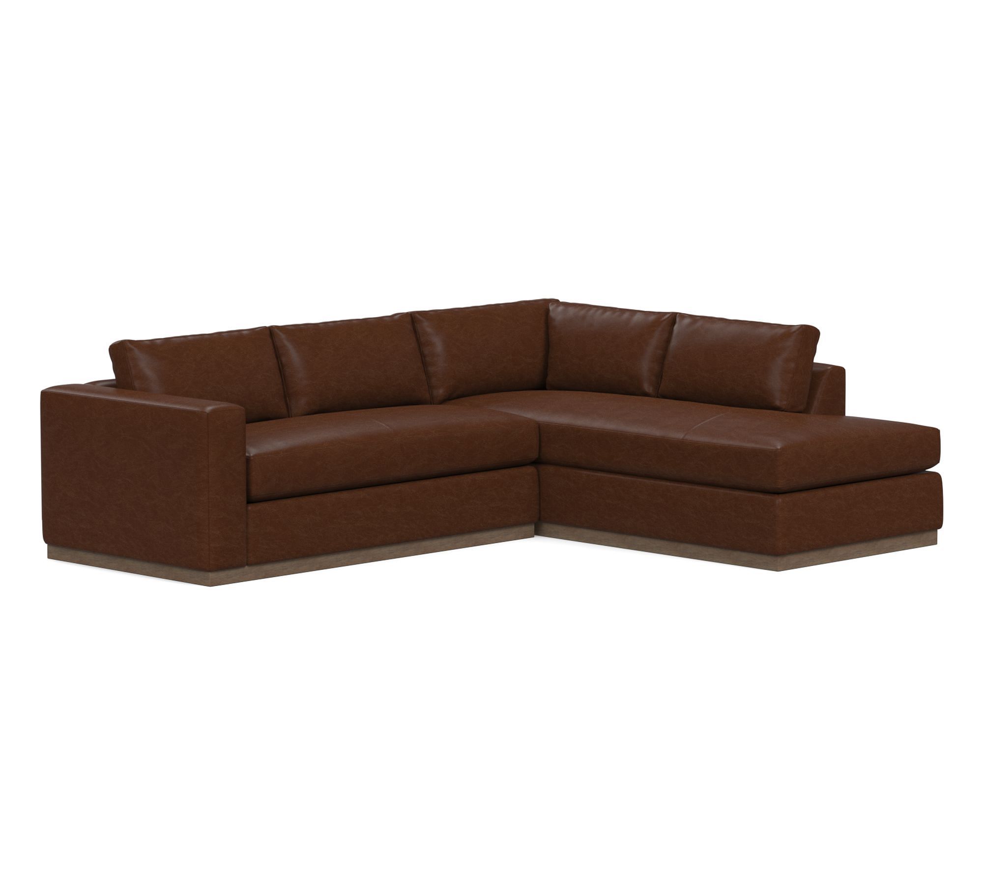 Carmel Wide Arm Leather Wood Base Return Bumper Sectional (113"&ndash;125") - thumbnail 4
