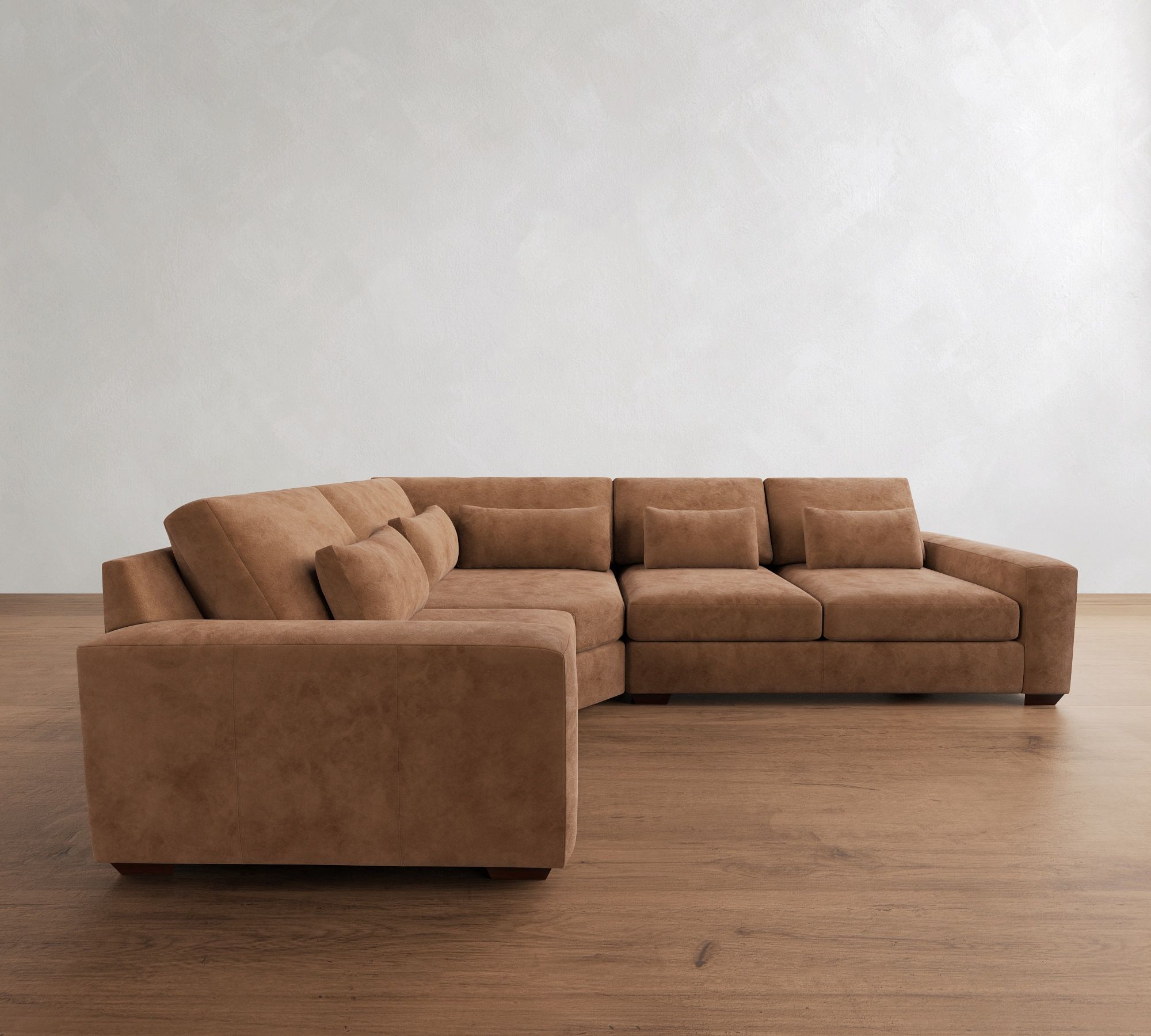 Big Sur Square Arm Deep Seat Leather 3-Piece-Wedge Sectional (129")