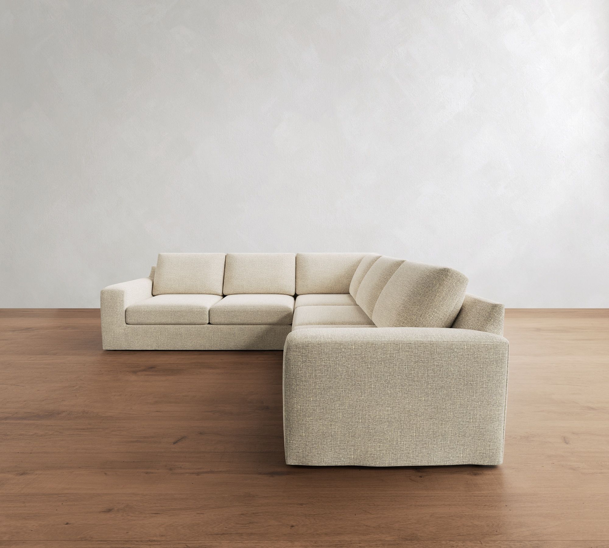 Big Sur Square Arm Slipcovered 3-Piece L-Shaped Sectional (114")