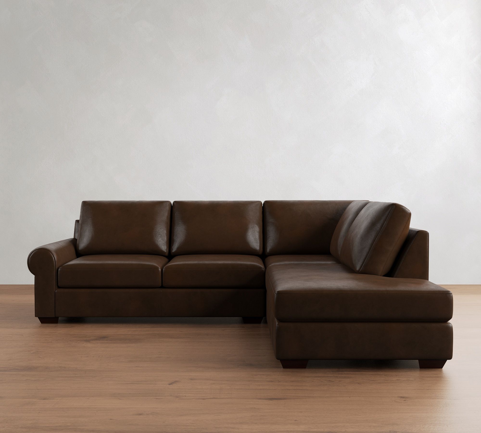 Big Sur Roll Arm Leather Bumper Sectional (115") - thumbnail 10
