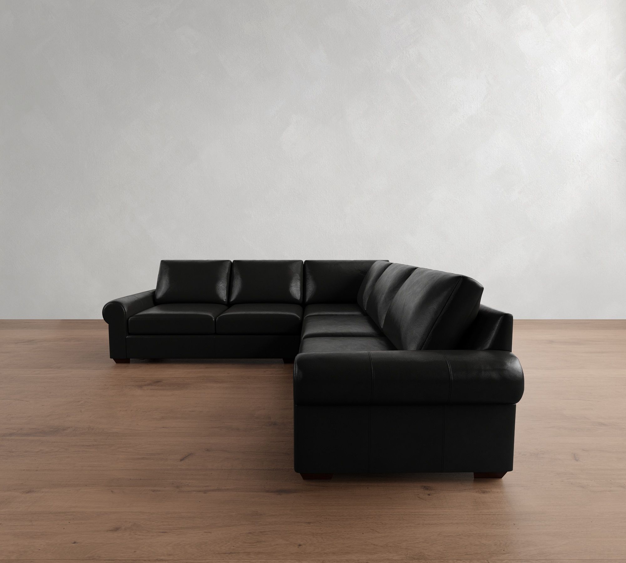 Big Sur Roll Arm Leather 3-Piece L-Shaped Sectional (115") - thumbnail 5