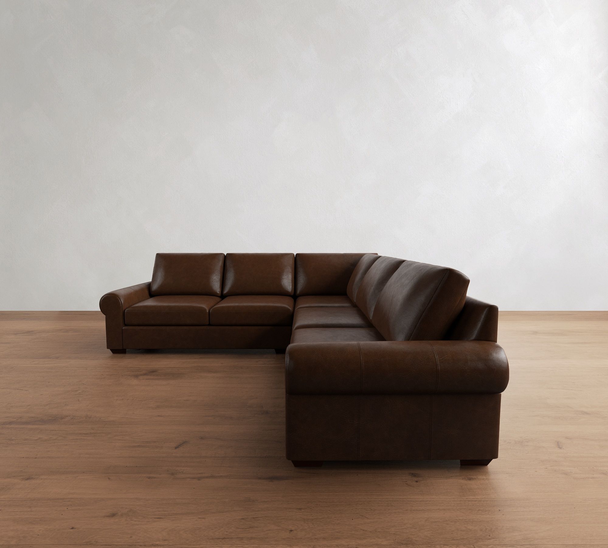 Big Sur Roll Arm Leather 3-Piece L-Shaped Sectional (115") - thumbnail 2