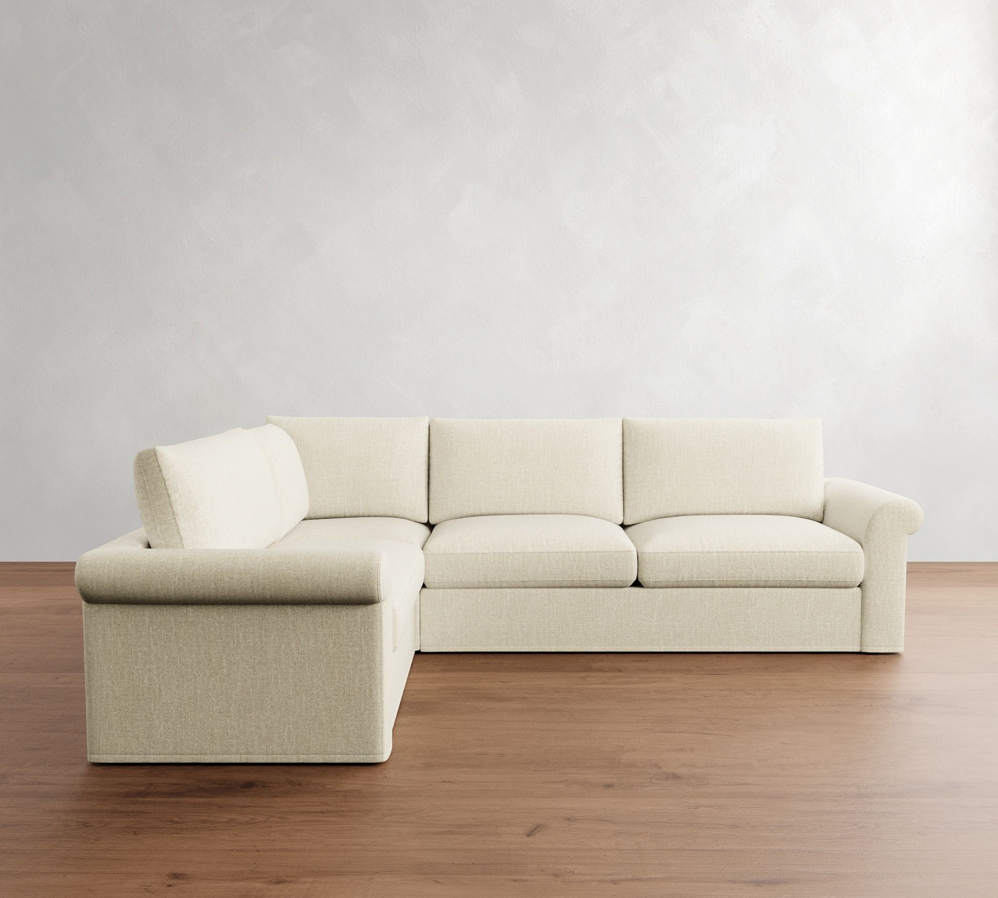 Westwood Roll Arm Slipcovered 3-Piece Sectional (124")
