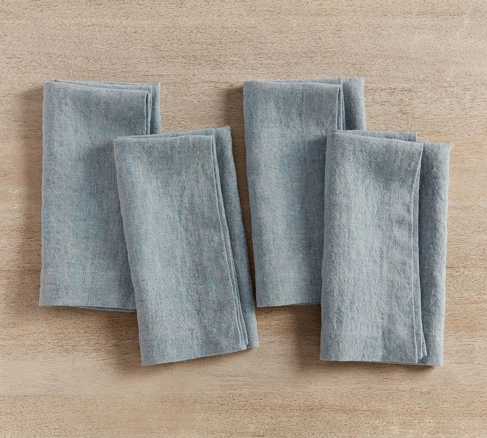 Mason Oversized Linen Napkins - Set of 4 - Set of 4 - Chambray