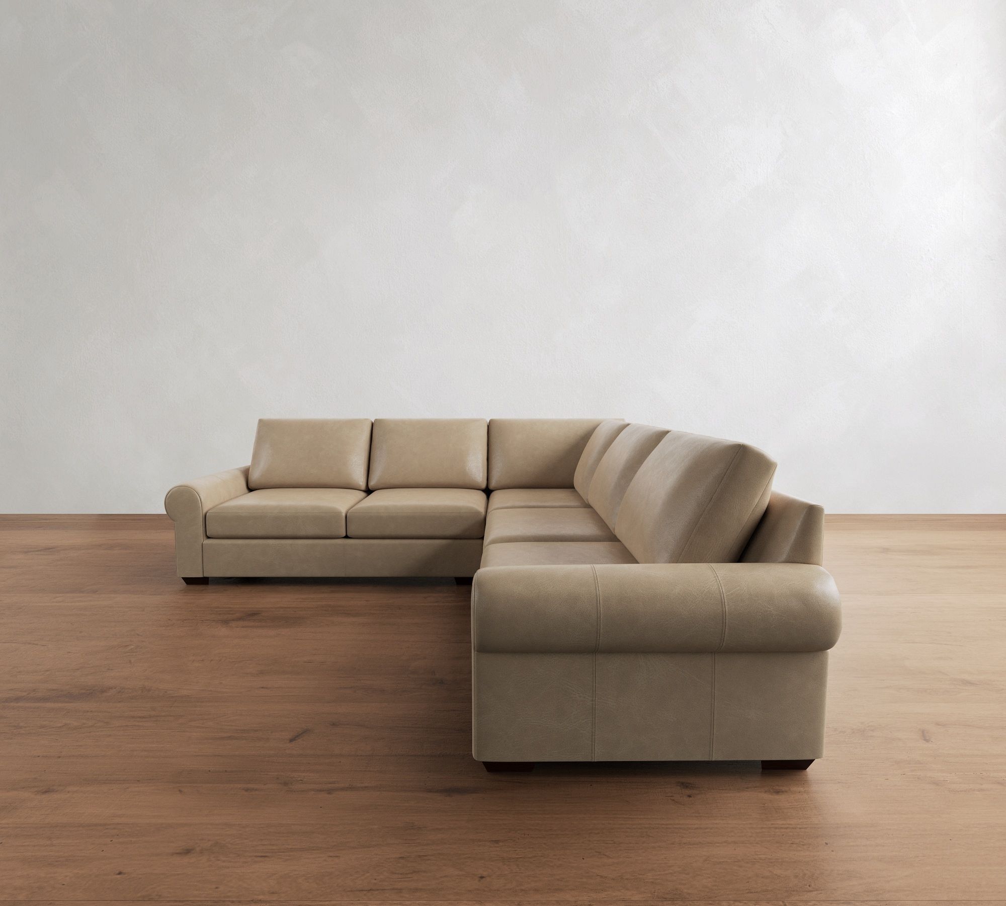 Big Sur Roll Arm Leather 3-Piece L-Shaped Sectional (115")