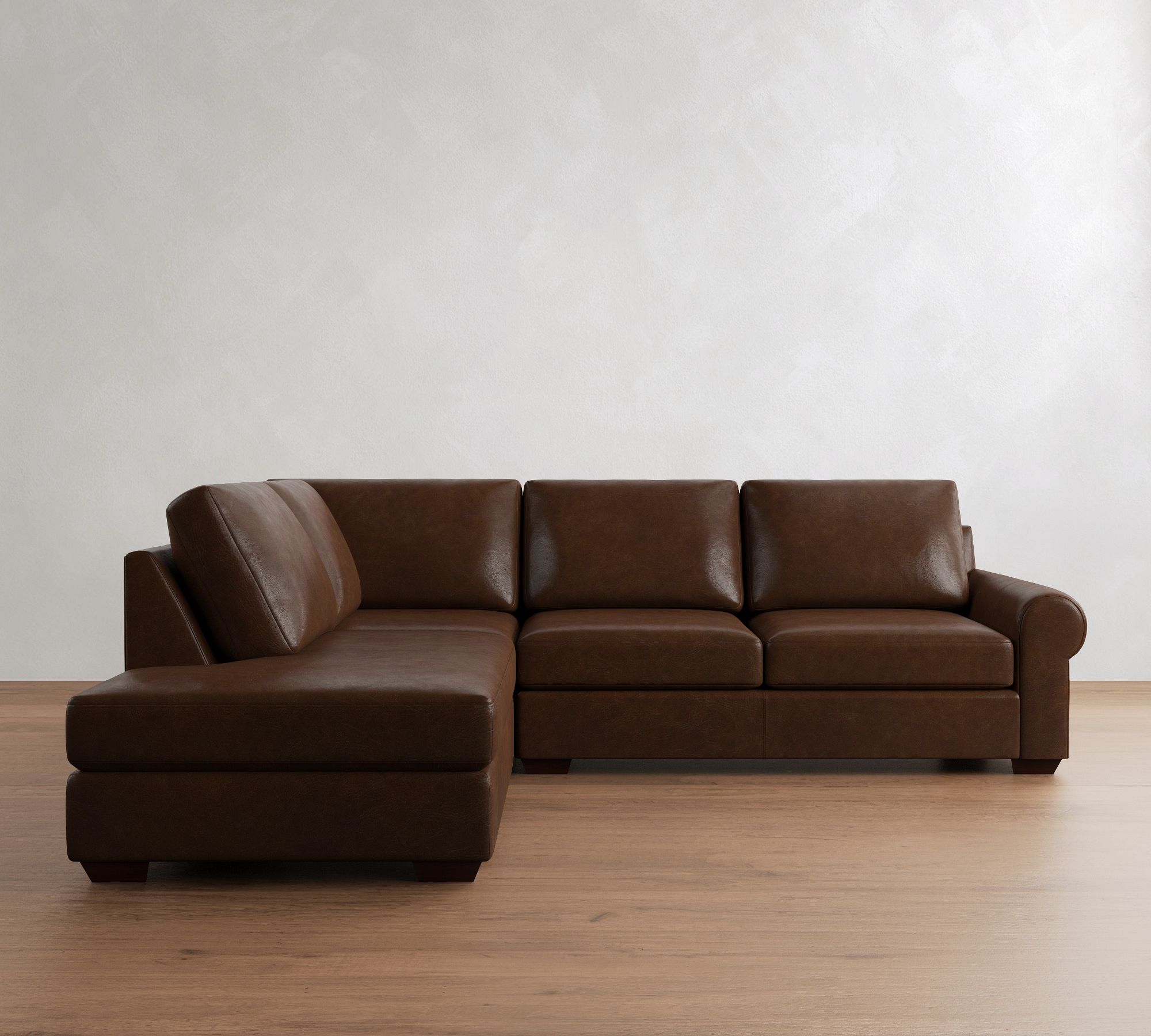 Big Sur Roll Arm Leather Bumper Sectional (115") - thumbnail 3
