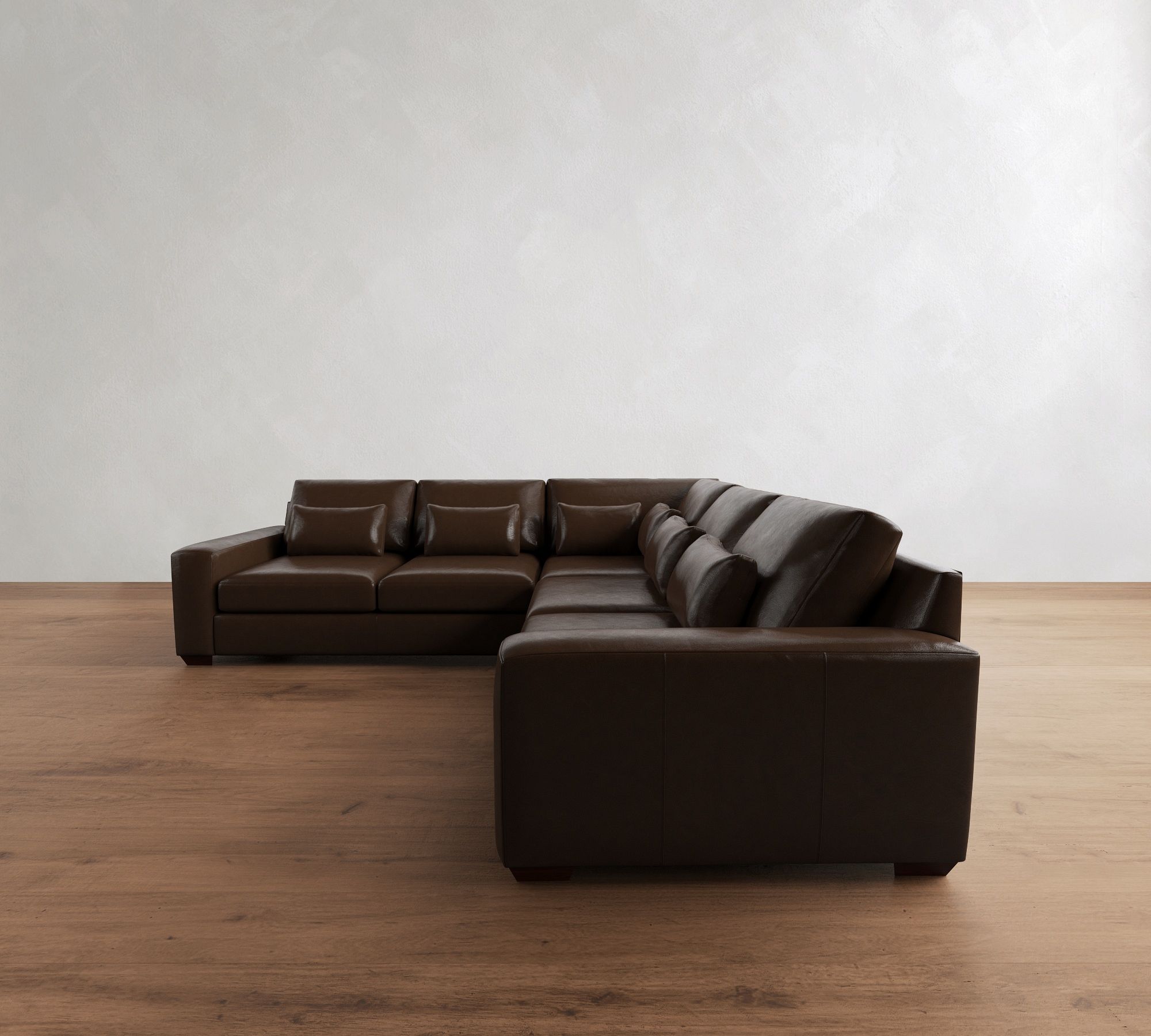 Big Sur Square Arm Deep Seat Leather 3-Piece L-Shaped Sectional (121")