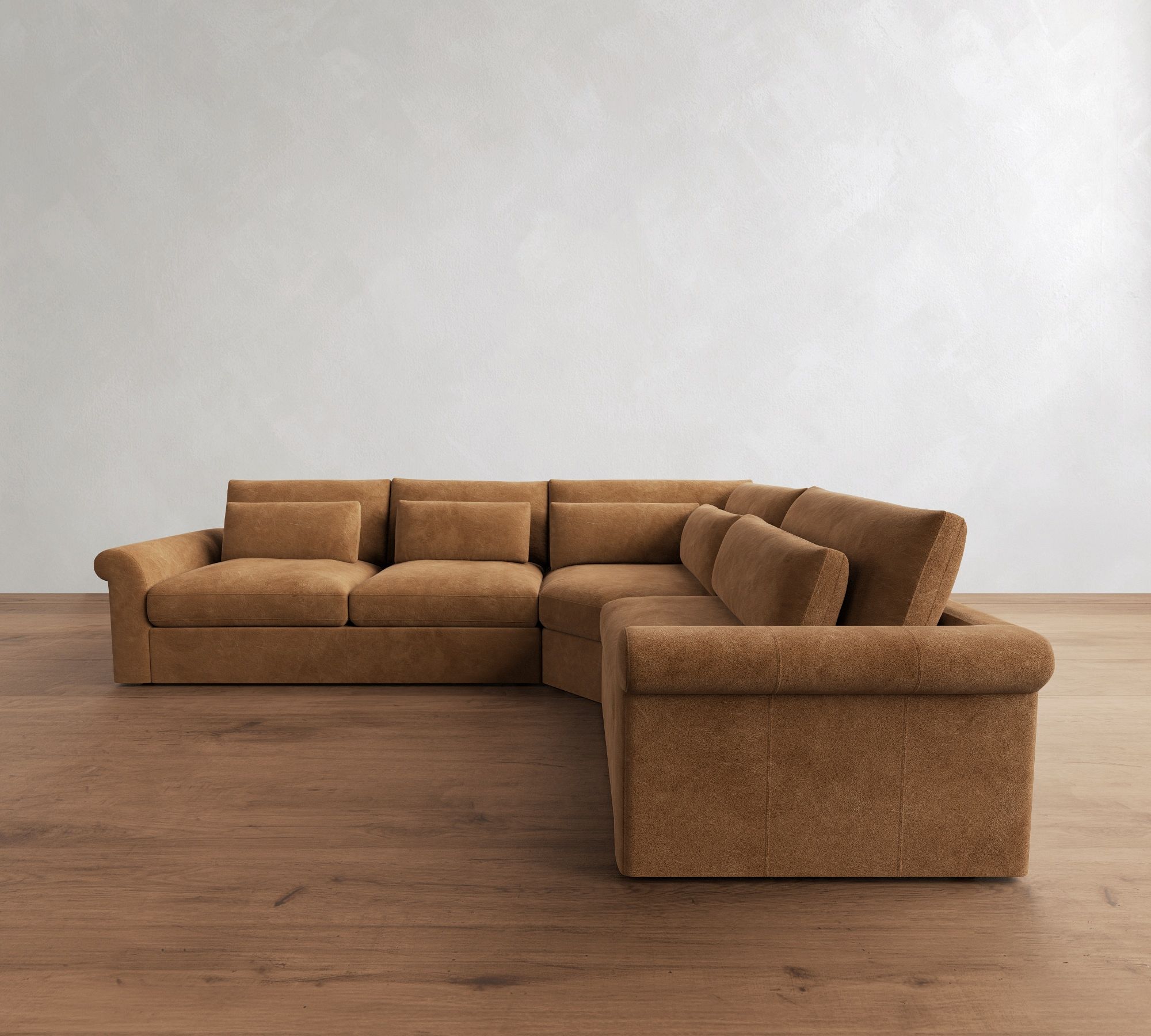 Westwood Roll Arm Deep Seat Leather 3-Piece Wedge Sectional (136") - thumbnail 5
