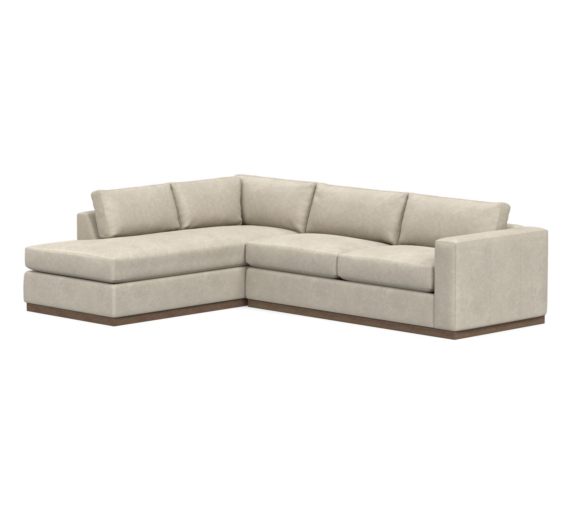 Carmel Wide Arm Leather Wood Base Return Bumper Sectional (113"&ndash;125") - thumbnail 6