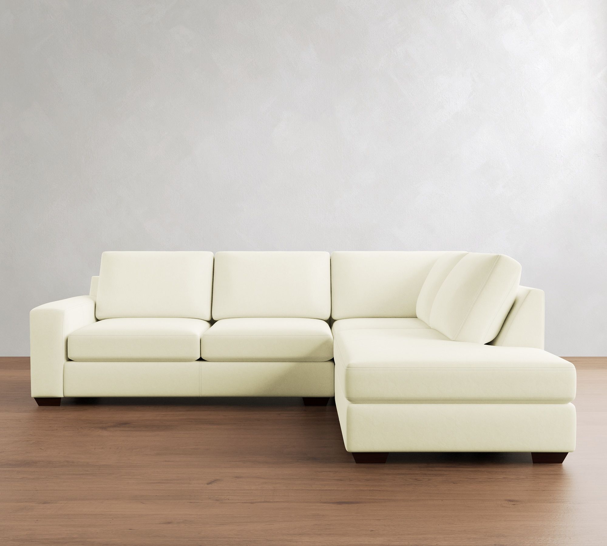 Big Sur Square Arm Leather 3-Piece Bumper Sectional (115")