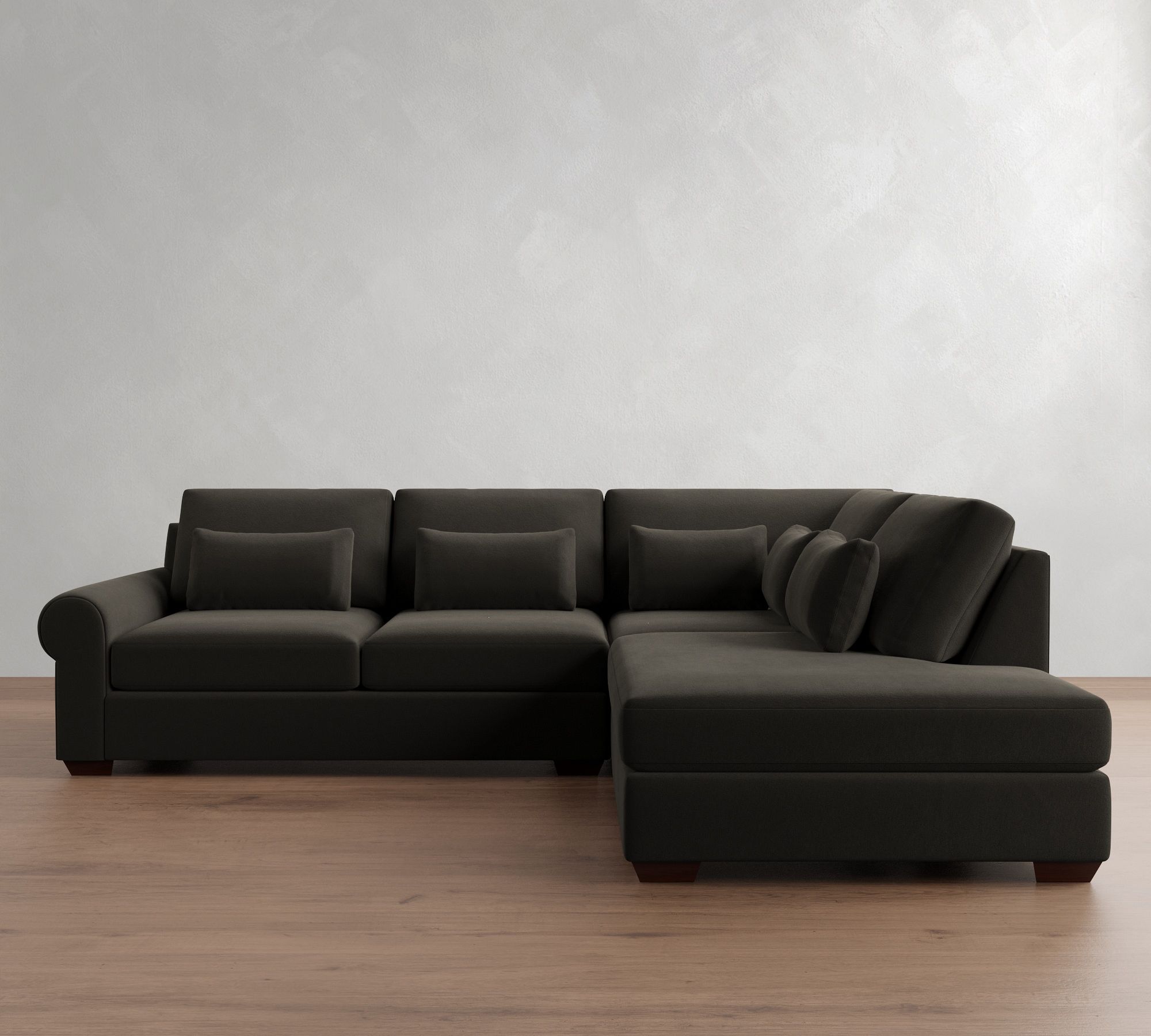 Big Sur Roll Arm Deep Seat 3-Piece Bumper Sectional (121")