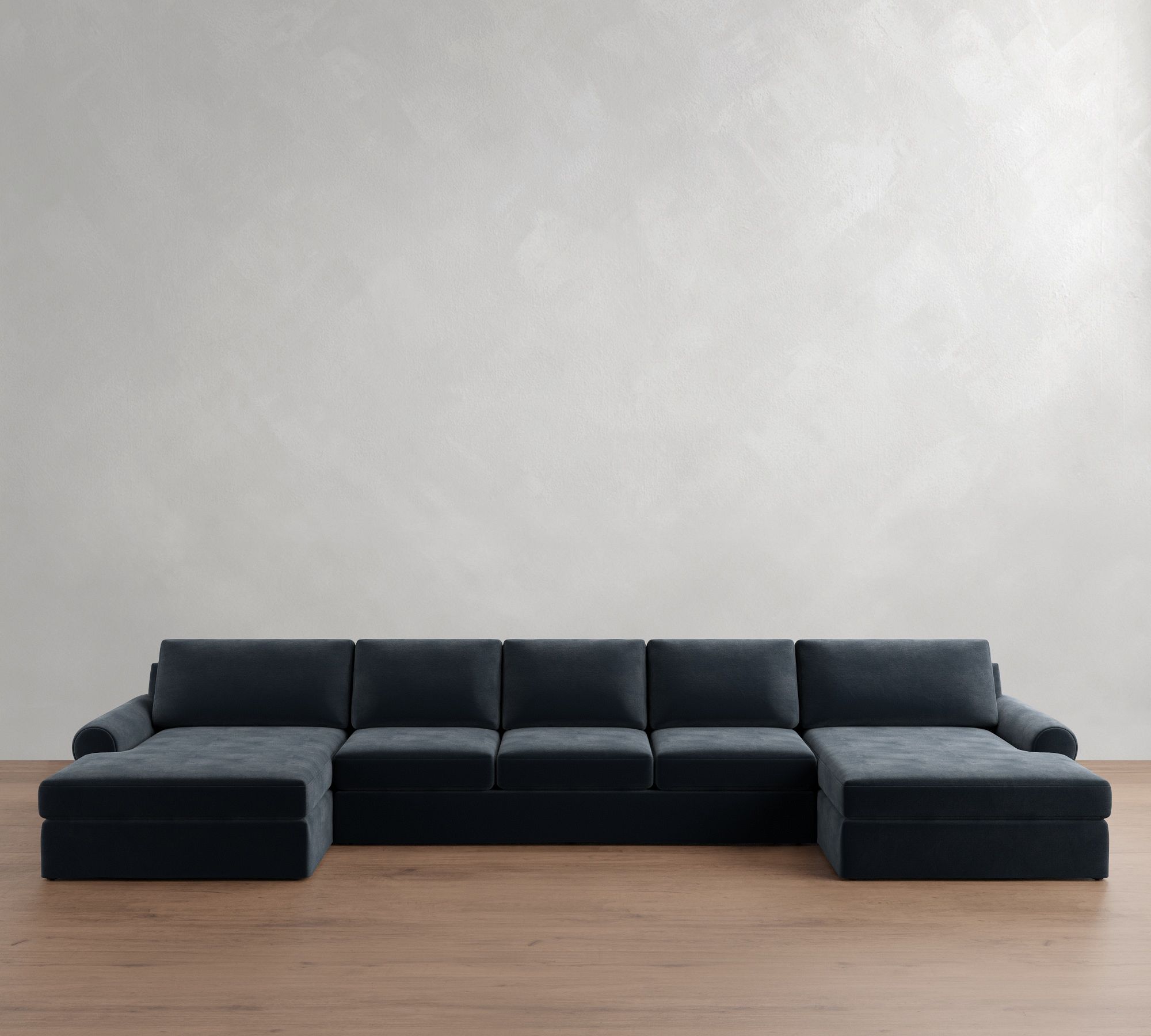 Big Sur Roll Arm Slipcovered Double Chaise Sectional (145"&ndash;198")