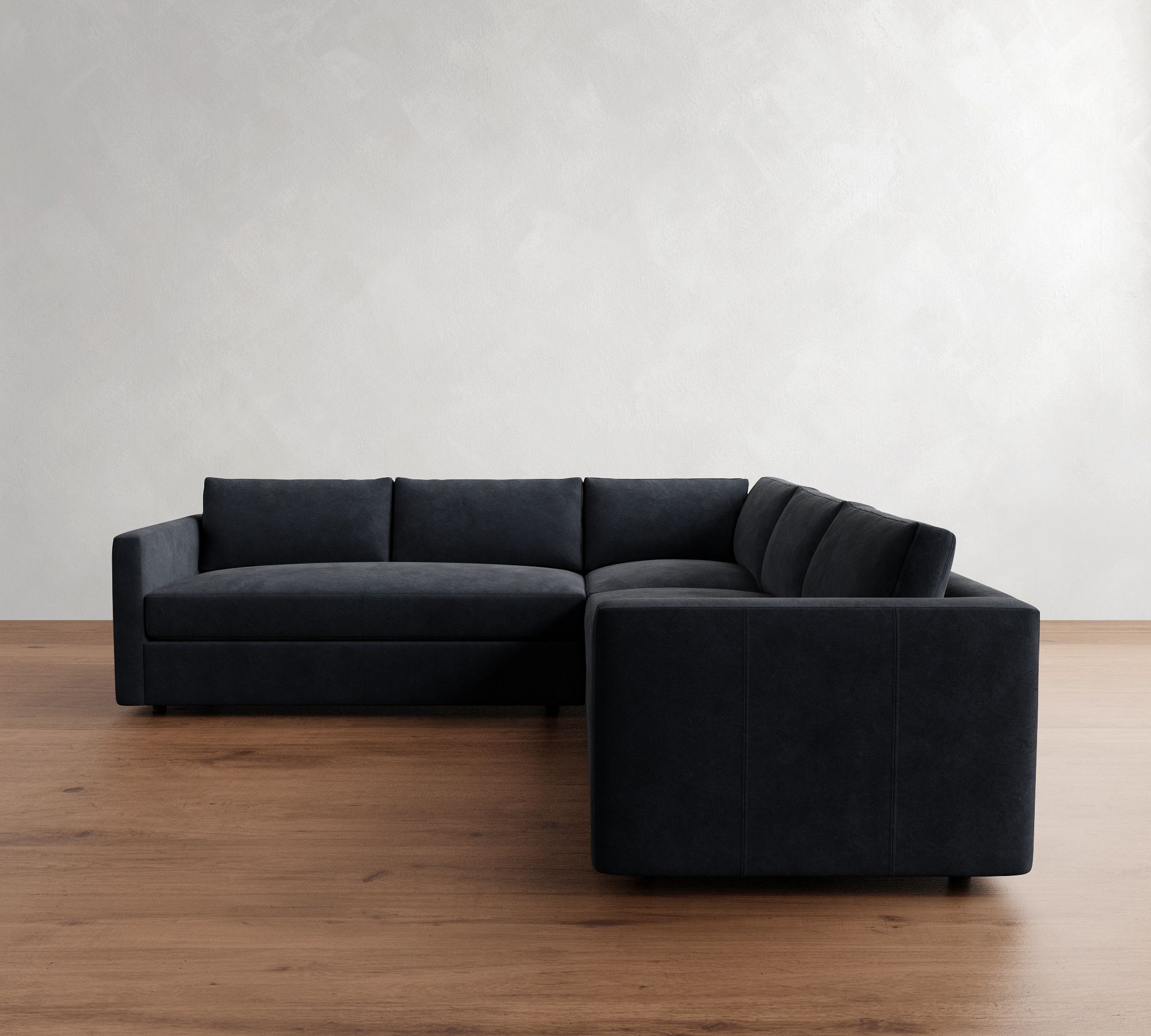 Carmel Slim Arm Leather 3-Piece L-Shaped Sectional (109")