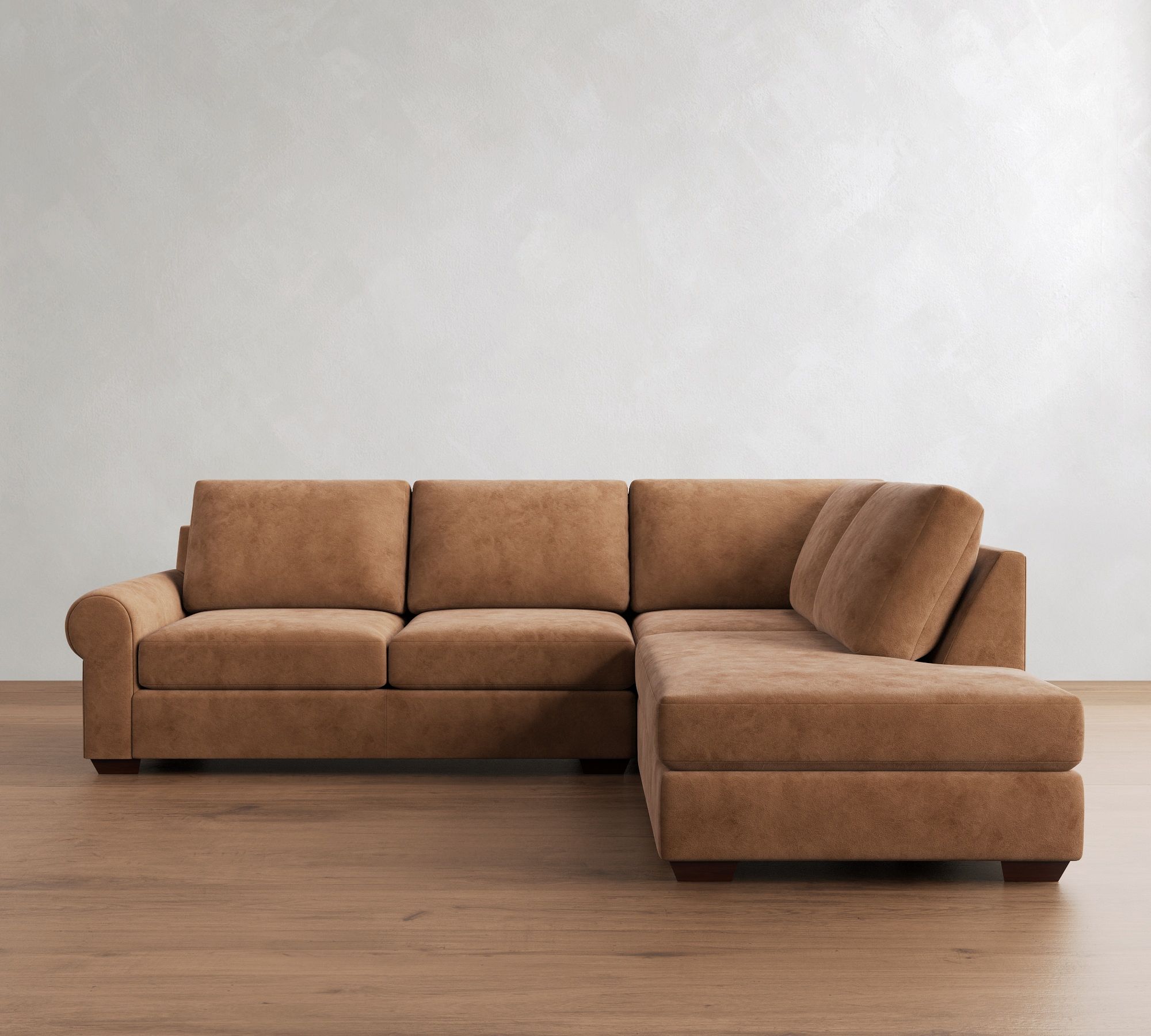 Big Sur Roll Arm Leather Bumper Sectional (115") - thumbnail 6
