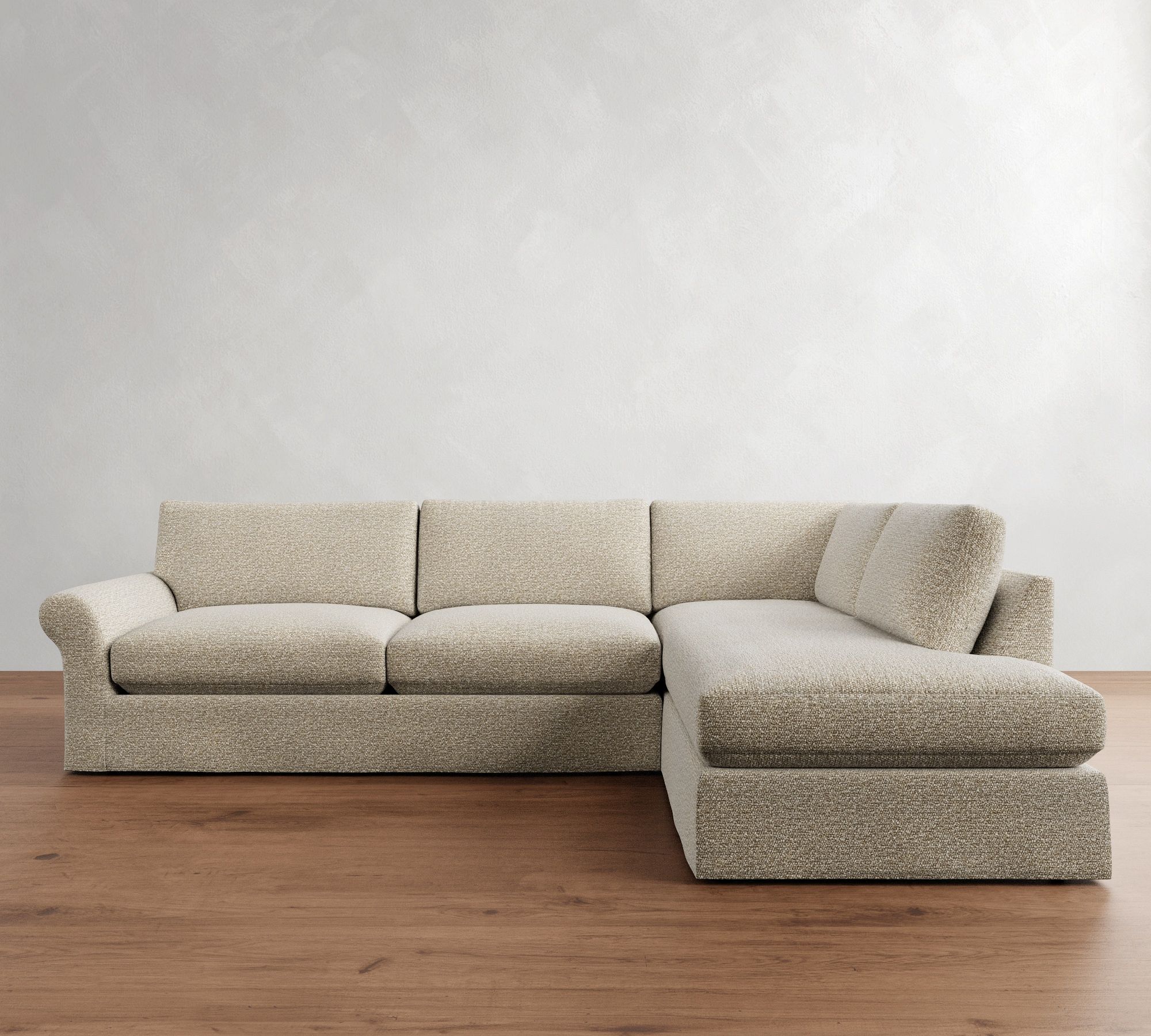 PB Comfort Modern Roll Arm Slipcovered Return Bumper Sectional (124") - thumbnail 7