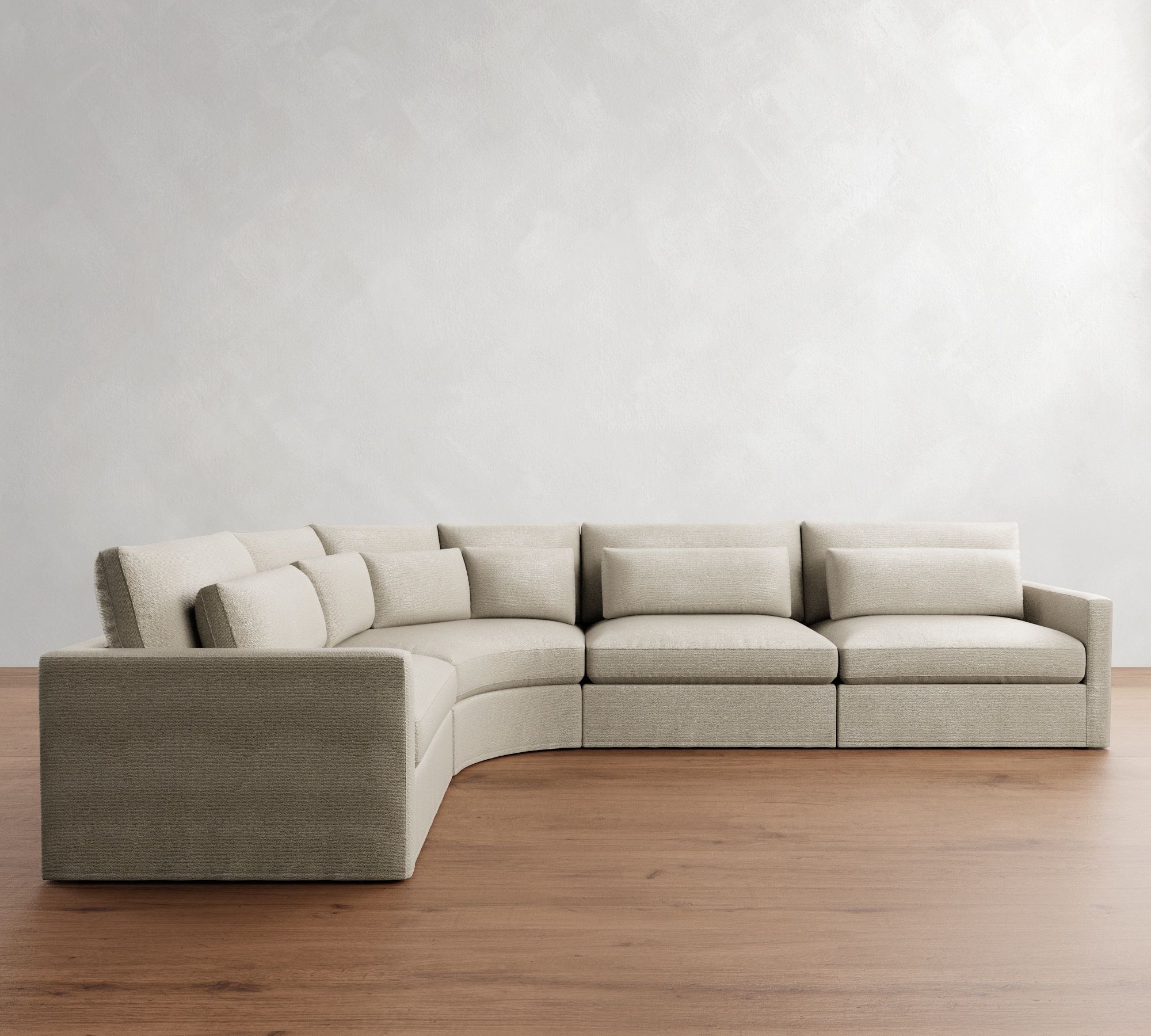 Westwood Slim Arm Deep Seat Slipcovered 4-Piece Curved Wedge Sectional (148")