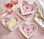 Heart Block Print Stoneware Appetizer Plates - Set of 4
