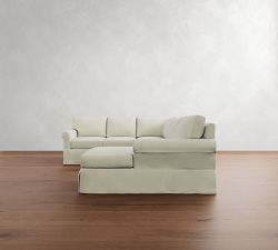 York Roll Arm Slipcovered 4-Piece Chaise Sectional (116")
