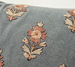 Camille Floral Embroidered Lumbar Pillow Cover