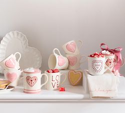 Love Embossed Stoneware Mugs - Set of 4